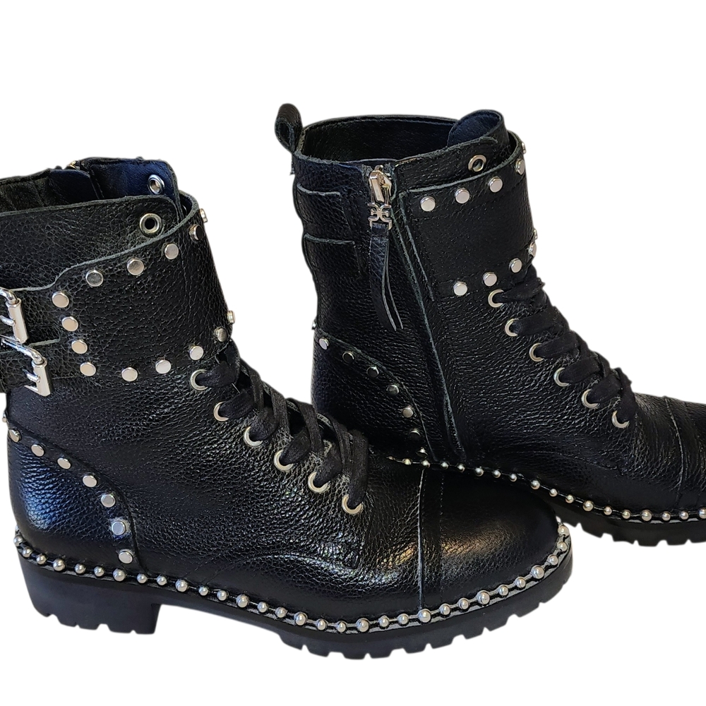 Sam Edelman Black Studded Combat‎ Boots